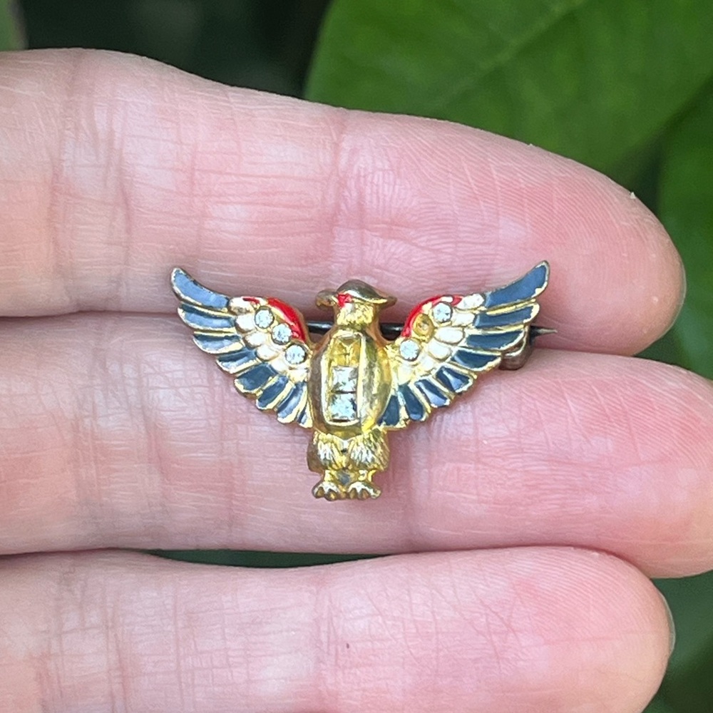 Coro Patriotic Sterling And Gold Wash WW2 Sweetheart Eagle Pin MISSING STONES